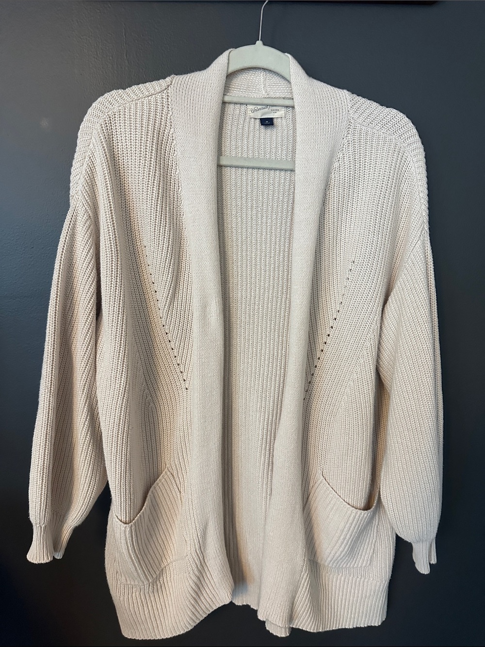 Universal Thread Cream Open-Front Ribbed Cardigan